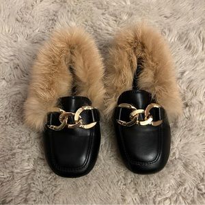 Faux fur children’s loafers